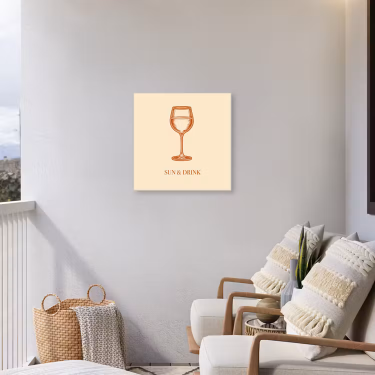 Wijn - Zomer - Quote - Oranje Tuinposter op houten frame 2 cm dik middel -sfeer1