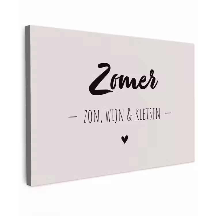 Wijn - Zomer zon, wijn & kletsen - Quotes - Tekst Tuinposter op houten frame 2 cm dik klein -3d