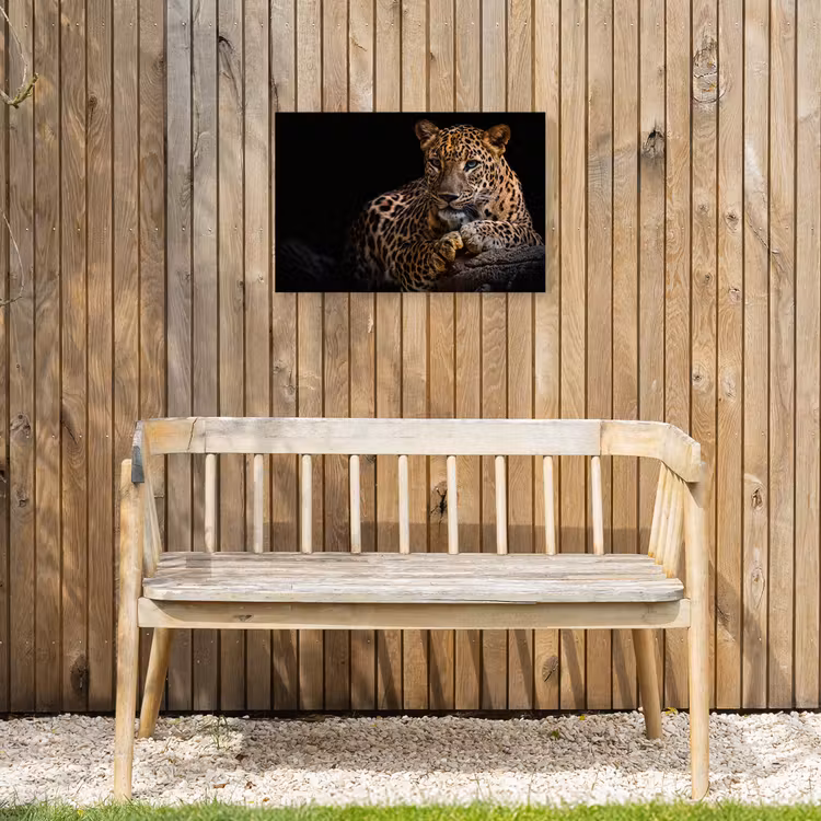Wilde dieren - Panter - Portret - Zwart - Dieren Tuinposter op houten frame 2 cm dik klein -sfeer4