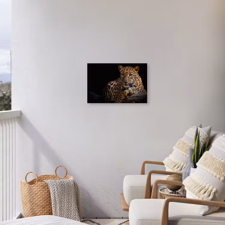 Wilde dieren - Panter - Portret - Zwart - Dieren Tuinposter op houten frame 2 cm dik klein -sfeer1