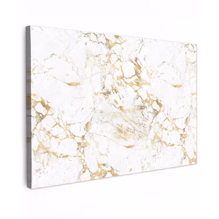 Wit - Marmer - Luxe - Goud Tuinposter op houten frame 2 cm dik klein 845 -3d