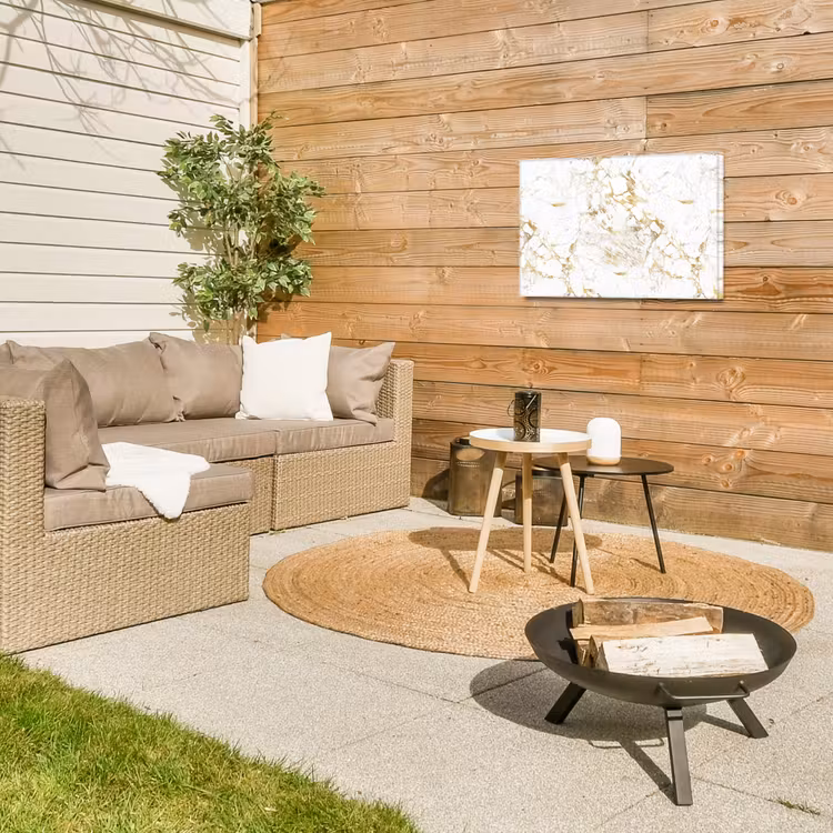 Wit - Marmer - Luxe - Goud Tuinposter op houten frame 2 cm dik klein 845 -sfeer2