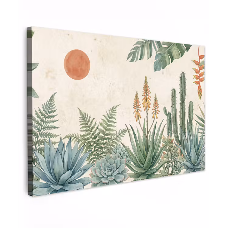 Woestijn - Planten - Groen Tuinposter op houten frame 2 cm dik klein -3d