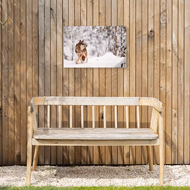Wolf - Winter - Sneeuw - Natuur - Dieren Tuinposter op houten frame 2 cm dik klein -sfeer4