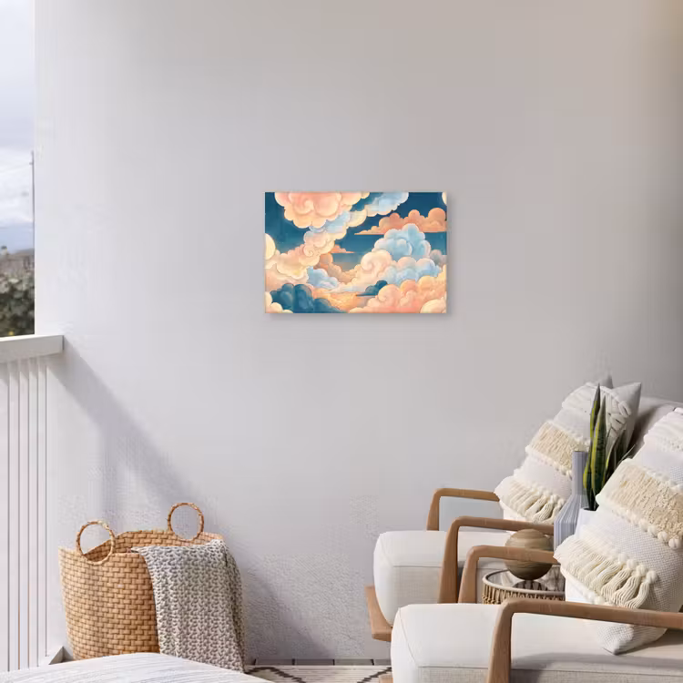 Wolk - Lucht - Natuur - Illustratief - Oranje Tuinposter op houten frame 2 cm dik klein -sfeer1