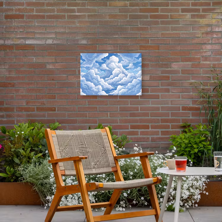 Wolken - Hemel - Abstract - Wit Tuinposter op houten frame 2 cm dik klein -sfeer3