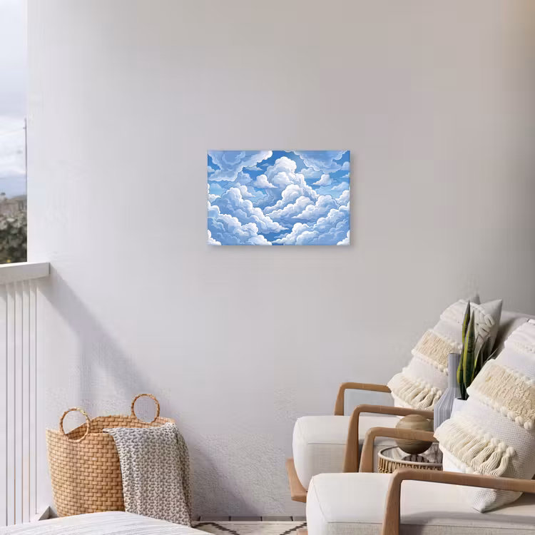 Wolken - Hemel - Abstract - Wit Tuinposter op houten frame 2 cm dik klein -sfeer1