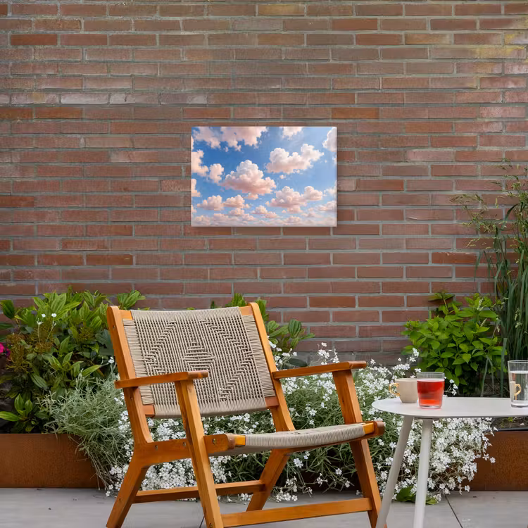 Wolken - Hemel - Natuur - Licht - Blauw Tuinposter op houten frame 2 cm dik klein -sfeer3