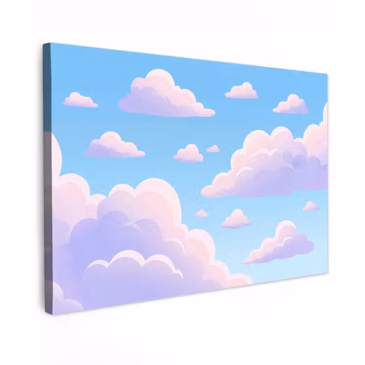 Wolken - Roze - Blauw - Natuur - Modern Tuinposter op houten frame 2 cm dik klein -3d