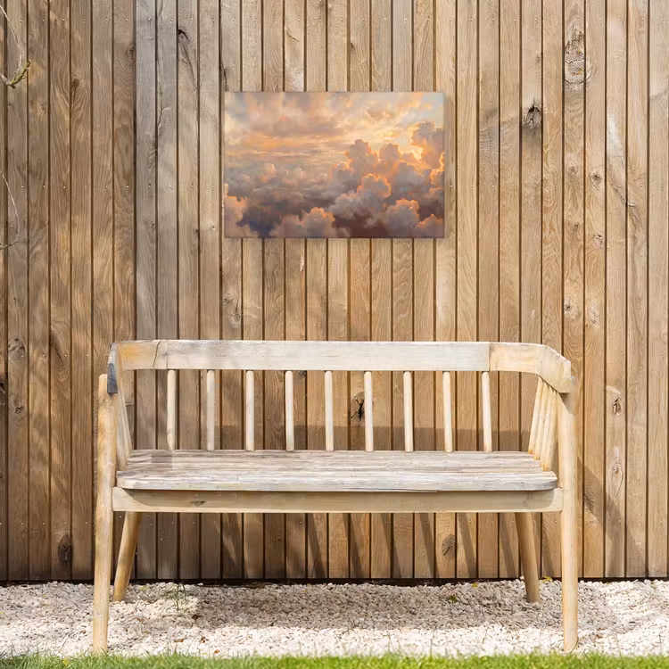 Wolken - Zonsondergang - Natuur - Abstract - Goud Tuinposter op houten frame 2 cm dik klein -sfeer4