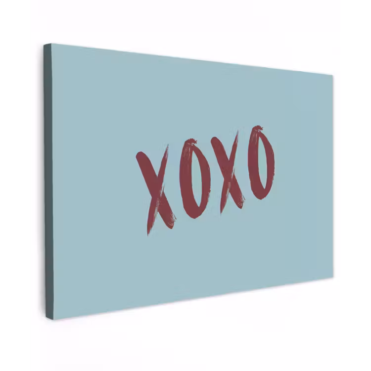 XOXO - Blauw - Rood Tuinposter op houten frame 2 cm dik klein -3d