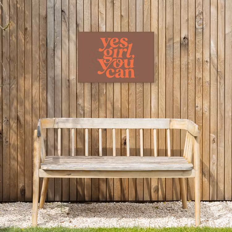 Yes girl you can - Oranje - Bruin Tuinposter op houten frame 2 cm dik klein -sfeer4