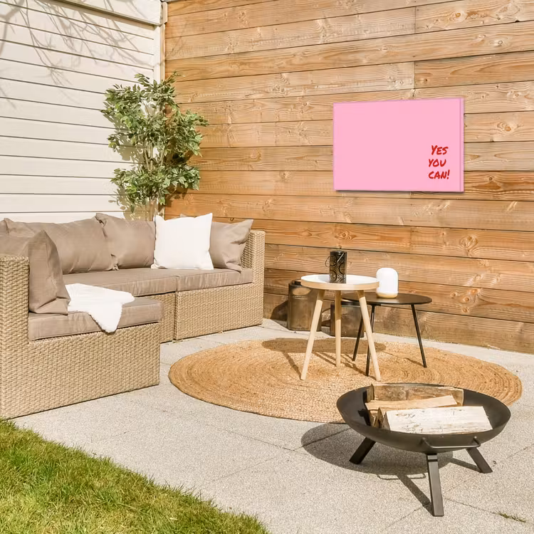 Yes you can do it - Rood - Roze Tuinposter op houten frame 2 cm dik klein -sfeer2