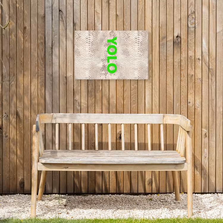 YOLO - Groen - Neon - Slangenprnt Tuinposter op houten frame 2 cm dik klein -sfeer4