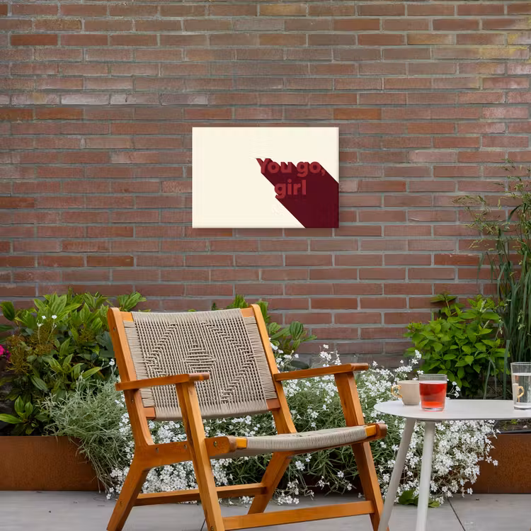 you go girl - 3D - Rood Tuinposter op houten frame 2 cm dik klein -sfeer3