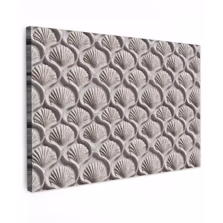 Zand - Schelpenvorm - Grijs Tuinposter op houten frame 2 cm dik klein 845 -3d
