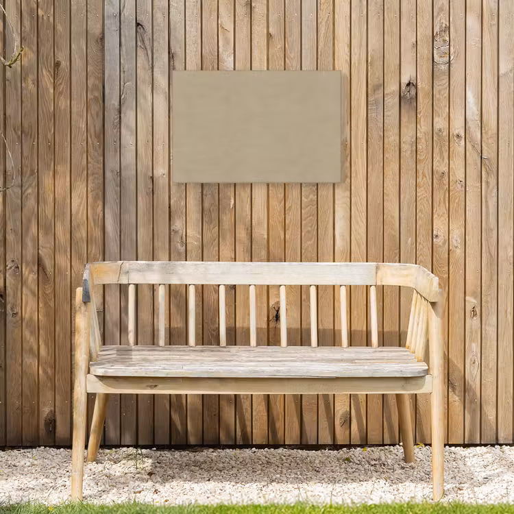 Zandkleur - Korrelige structuur - Beton Tuinposter op houten frame 2 cm dik klein 845 -sfeer4