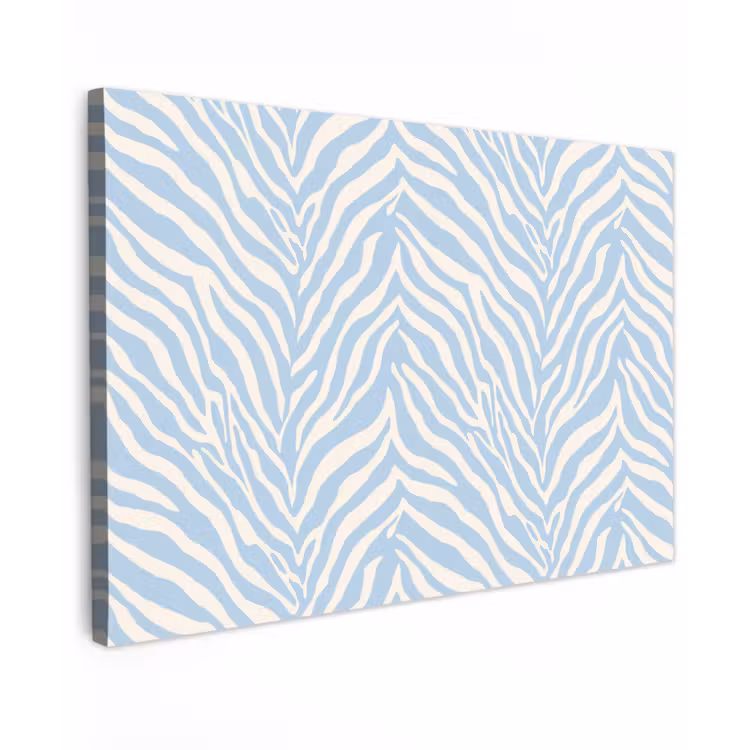 Zebra - Motief - Blauw - Wit Tuinposter op houten frame 2 cm dik klein 845 -3d