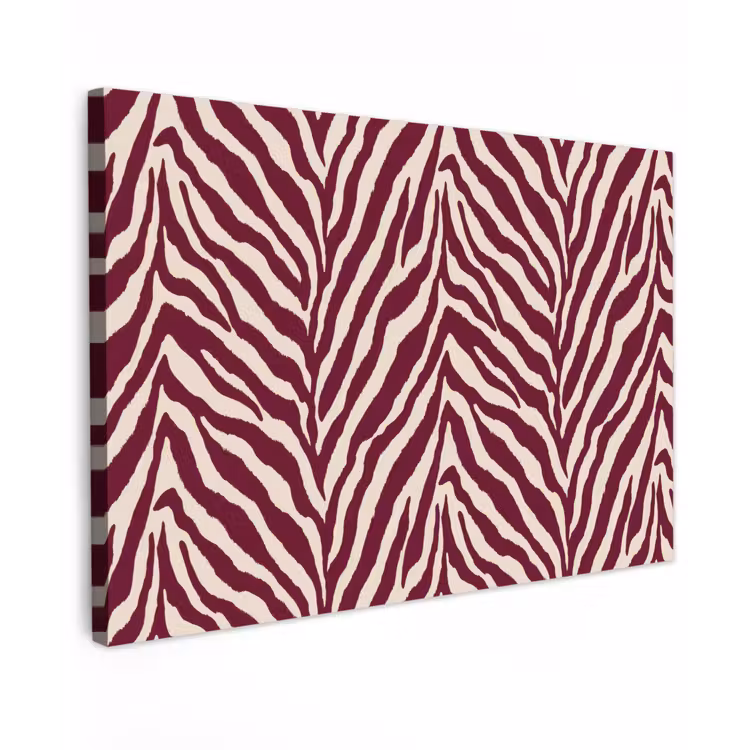 Zebra - Motief - Bordeaux - Rood Tuinposter op houten frame 2 cm dik klein 845 -3d