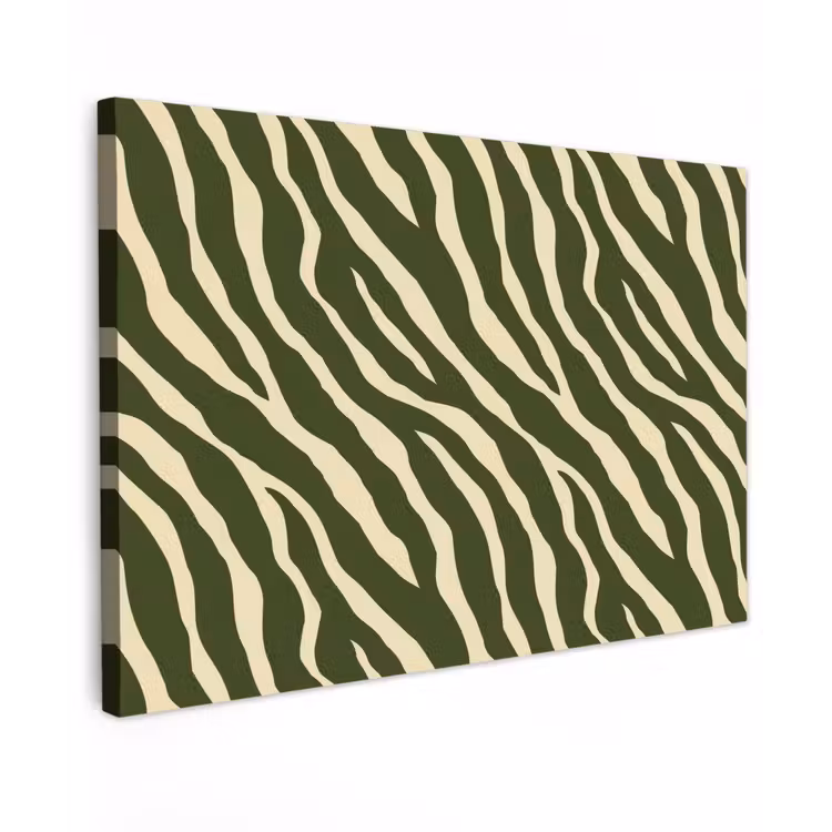 Zebra - Patroon - Groen Tuinposter op houten frame 2 cm dik klein 845 -3d
