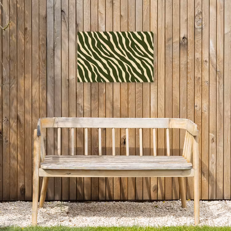 Zebra - Patroon - Groen Tuinposter op houten frame 2 cm dik klein 845 -sfeer4