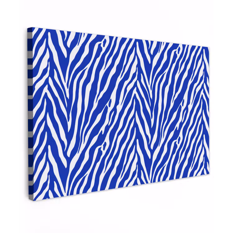 Zebra - Patroon - Kobalt - Blauw Tuinposter op houten frame 2 cm dik klein 845 -3d