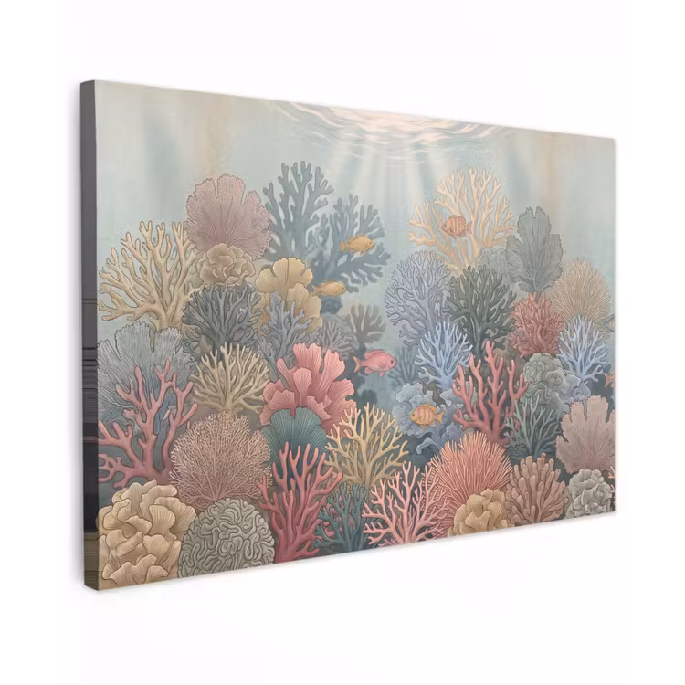 Zee - Koraal - Vis - Natuur - Kleurrijk Tuinposter op houten frame 2 cm dik klein -3d