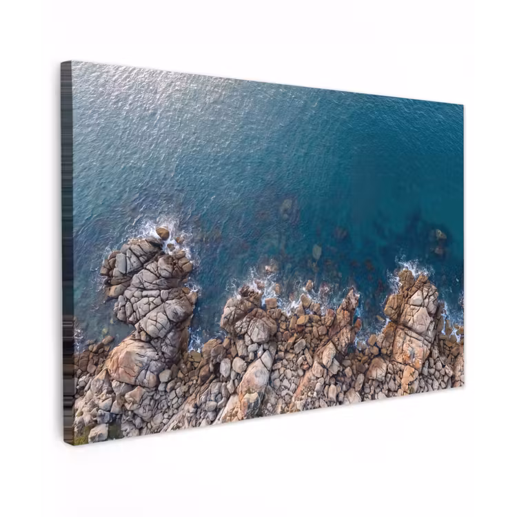 Zee - Kustlijn - Natuur - Abstract - Blauw Tuinposter op houten frame 2 cm dik klein -3d