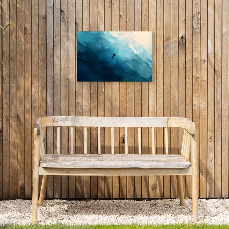 Zee - Silhouet - Abstract - Blauw Tuinposter op houten frame 2 cm dik klein -sfeer4