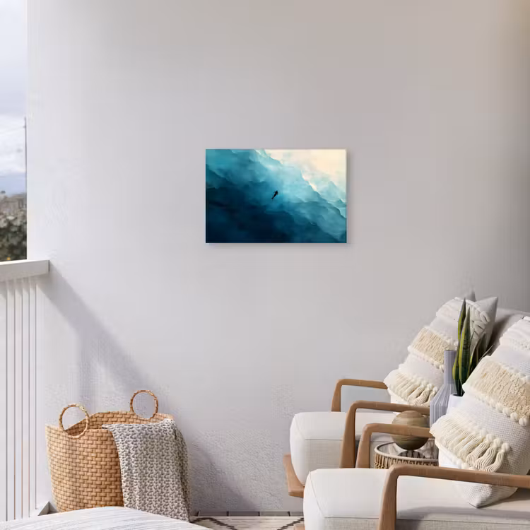 Zee - Silhouet - Abstract - Blauw Tuinposter op houten frame 2 cm dik klein -sfeer1