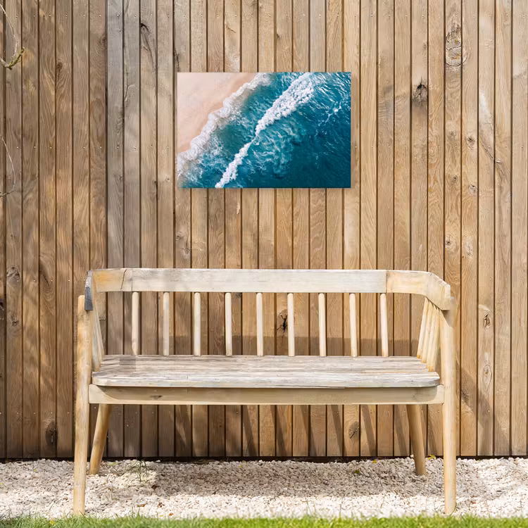 Zee - Strand - Golven - Natuur - Blauw Tuinposter op houten frame 2 cm dik klein -sfeer4