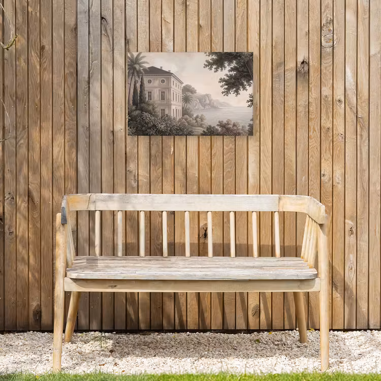 Zee - Villa - Beige Tuinposter op houten frame 2 cm dik klein -sfeer4