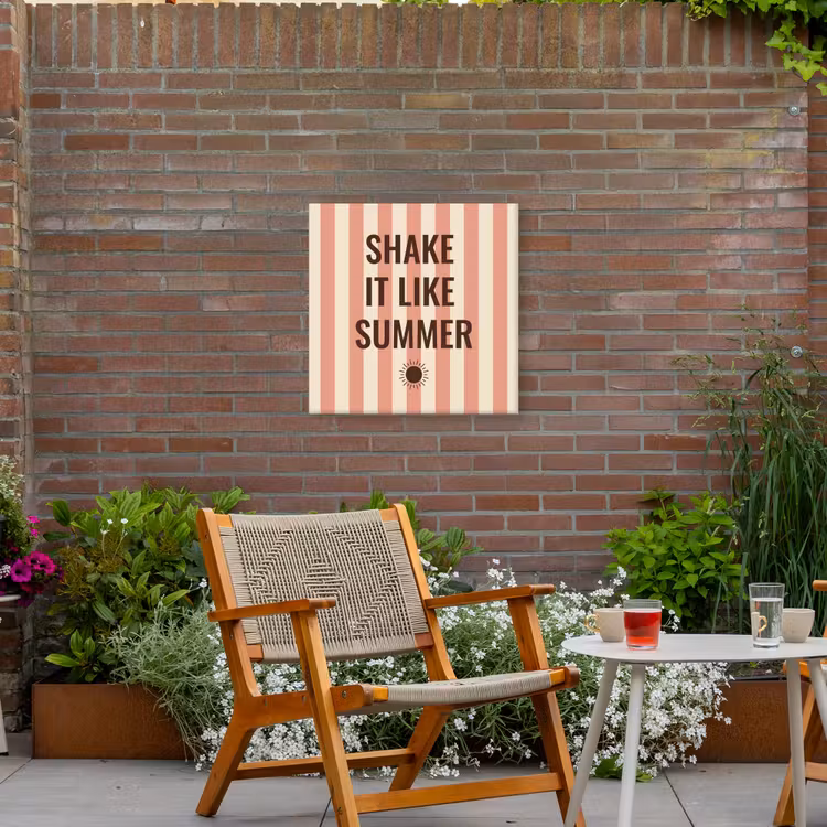 Zomer - Quote - Strepen Tuinposter op houten frame 2 cm dik middel -sfeer3