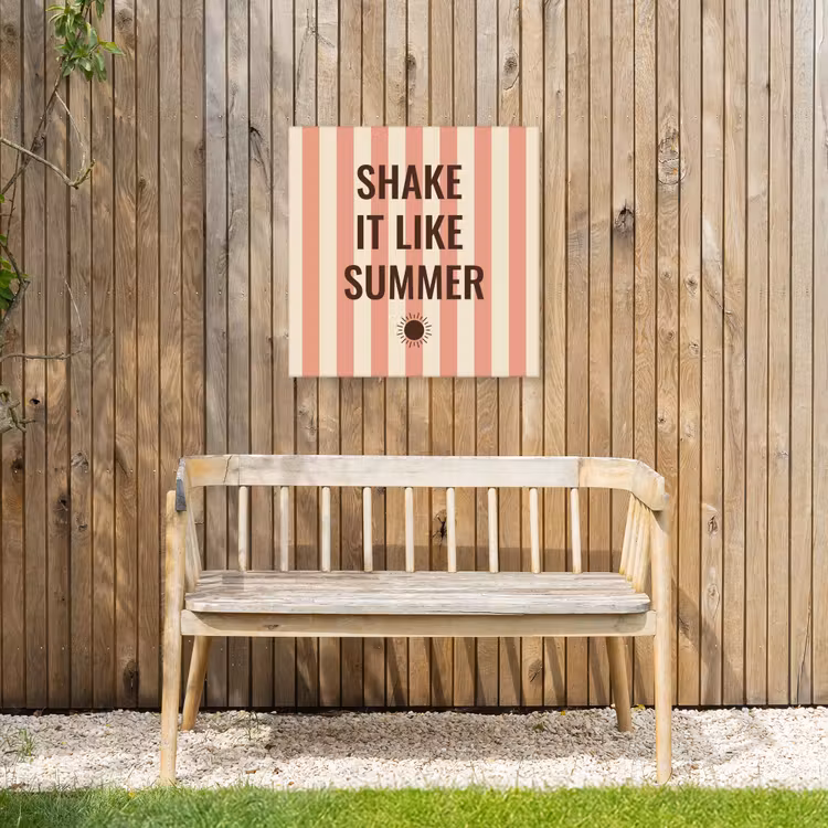 Zomer - Quote - Strepen Tuinposter op houten frame 2 cm dik middel -sfeer4