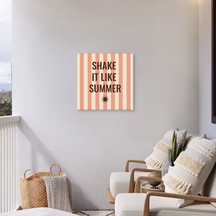 Zomer - Quote - Strepen Tuinposter op houten frame 2 cm dik middel -sfeer1