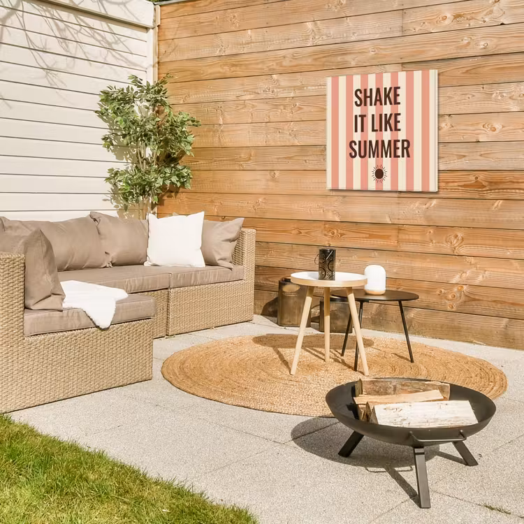 Zomer - Quote - Strepen Tuinposter op houten frame 2 cm dik middel -sfeer2