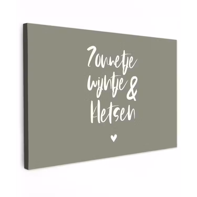 Zomer - Tekst - Zonnetje, wijntje & kletsen - Quotes Tuinposter op houten frame 2 cm dik klein -3d
