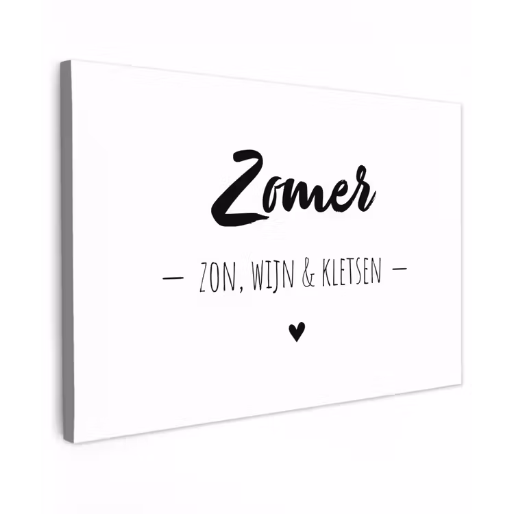 Zomer, zon, wijn & kletsen - Quotes - Tekst - Wijn - Zomer Tuinposter op houten frame 2 cm dik klein -3d