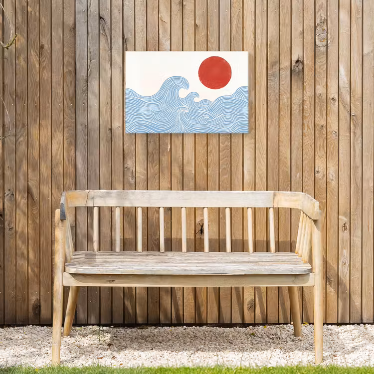 Zon - Golven - Oceaan - Abstract - Rood Tuinposter op houten frame 2 cm dik klein -sfeer4
