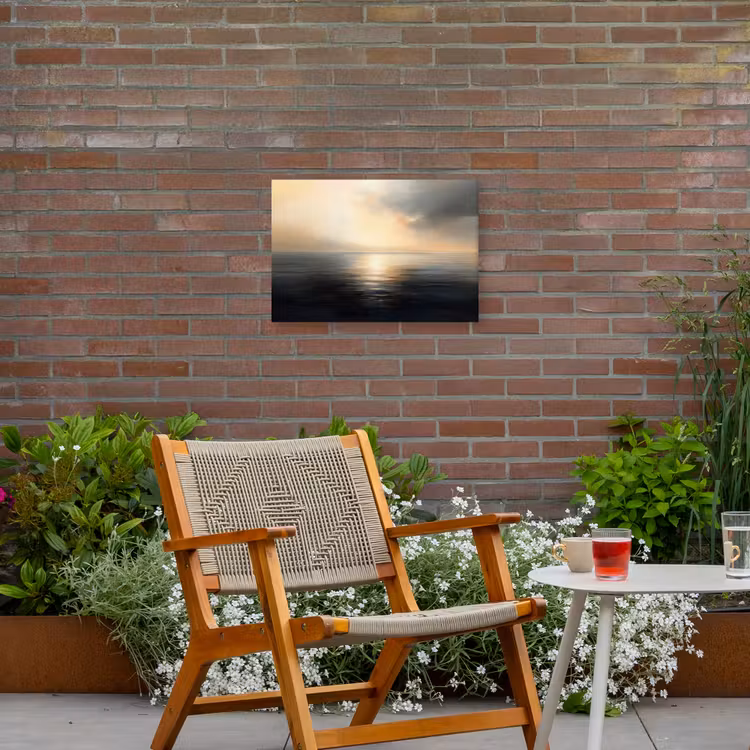 Zon - Horizon - Zee Tuinposter op houten frame 2 cm dik klein -sfeer3