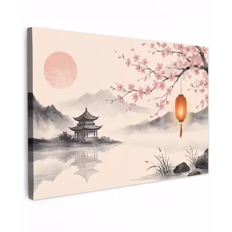 Zon - Japans - Traditioneel Tuinposter op houten frame 2 cm dik klein -3d