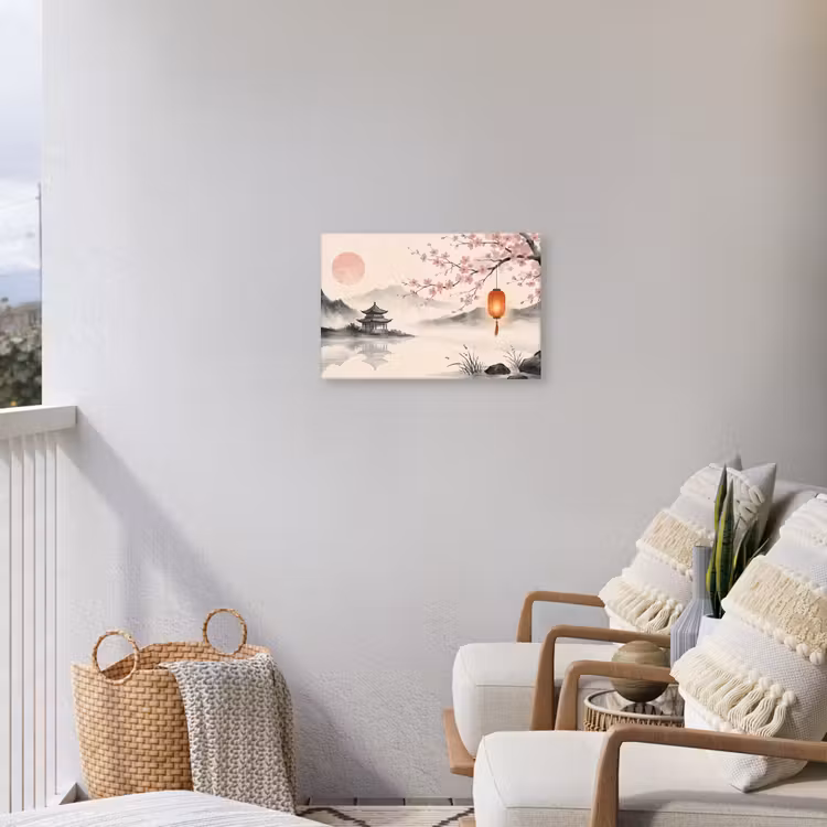 Zon - Japans - Traditioneel Tuinposter op houten frame 2 cm dik klein -sfeer1