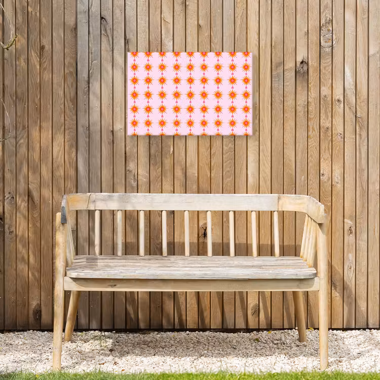 Zon - Motief - Roze Tuinposter op houten frame 2 cm dik klein 845 -sfeer4