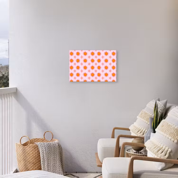 Zon - Patroon - Roze Tuinposter op houten frame 2 cm dik klein 845 -sfeer1