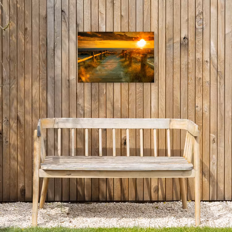 Zon - Strand - Duin - Horizon - Gras - Pad - Oranje Tuinposter op houten frame 2 cm dik klein -sfeer4