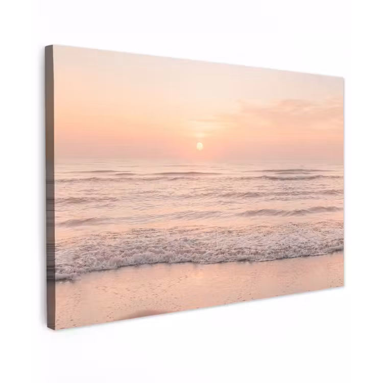 Zon - Strand - Roze Tuinposter op houten frame 2 cm dik klein -3d