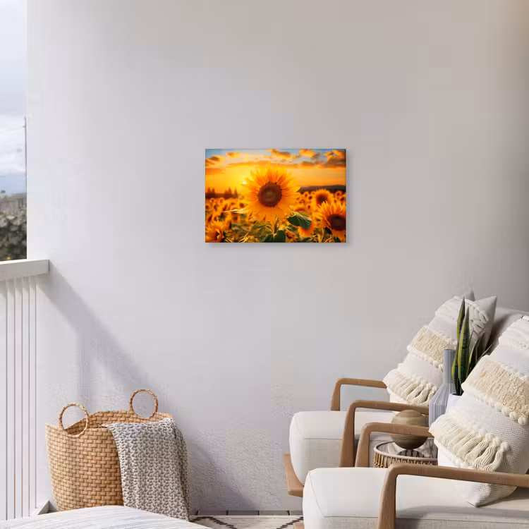 Zonnebloem in de avondzon Tuinposter op houten frame 2 cm dik klein -sfeer1