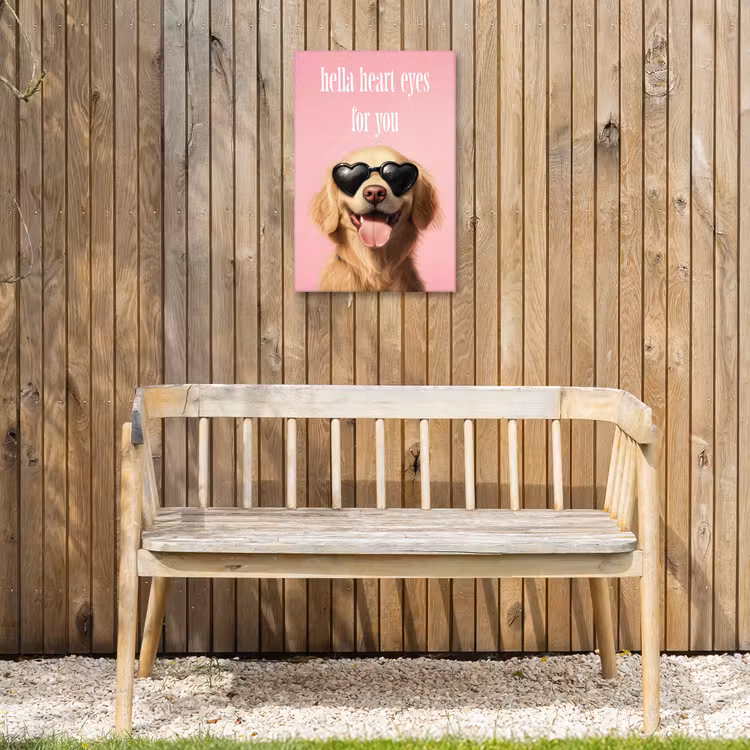 Zonnebril - Hartjes - Hond - Valentijn Tuinposter op houten frame 2 cm dik klein -sfeer4