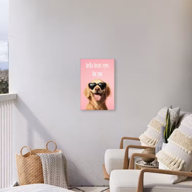 Zonnebril - Hartjes - Hond - Valentijn Tuinposter op houten frame 2 cm dik klein -sfeer1