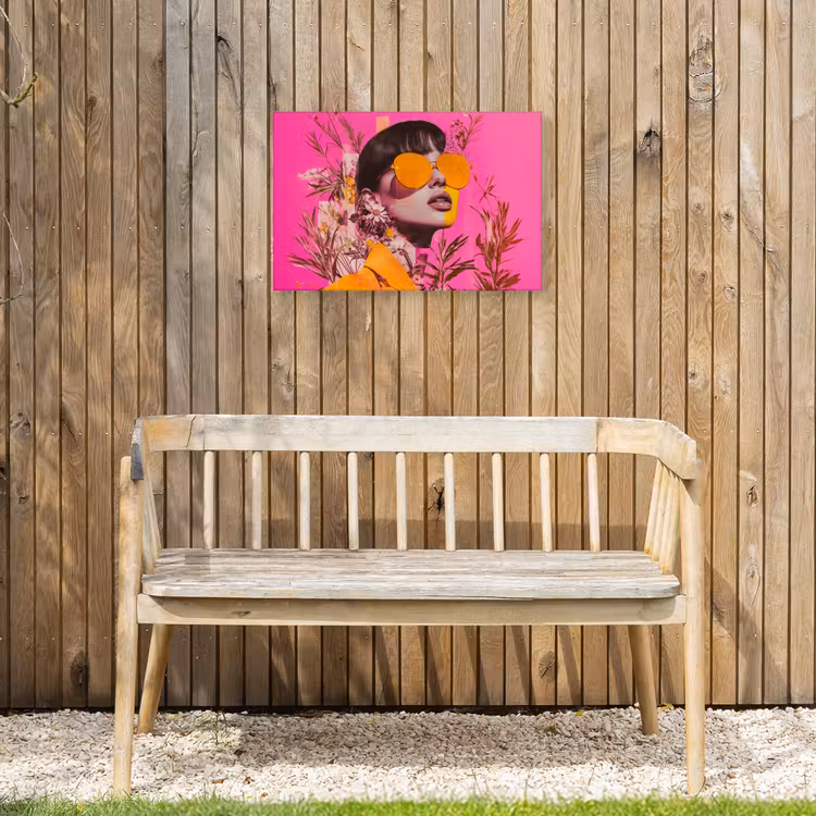 Zonnebril - Oranje - Vrouw - Planten Tuinposter op houten frame 2 cm dik klein -sfeer4
